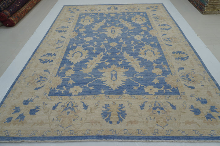 9x12 Vintage Blue Khotan Muted Afghan Hand knotted Oriental Rug - Yildiz Rugs