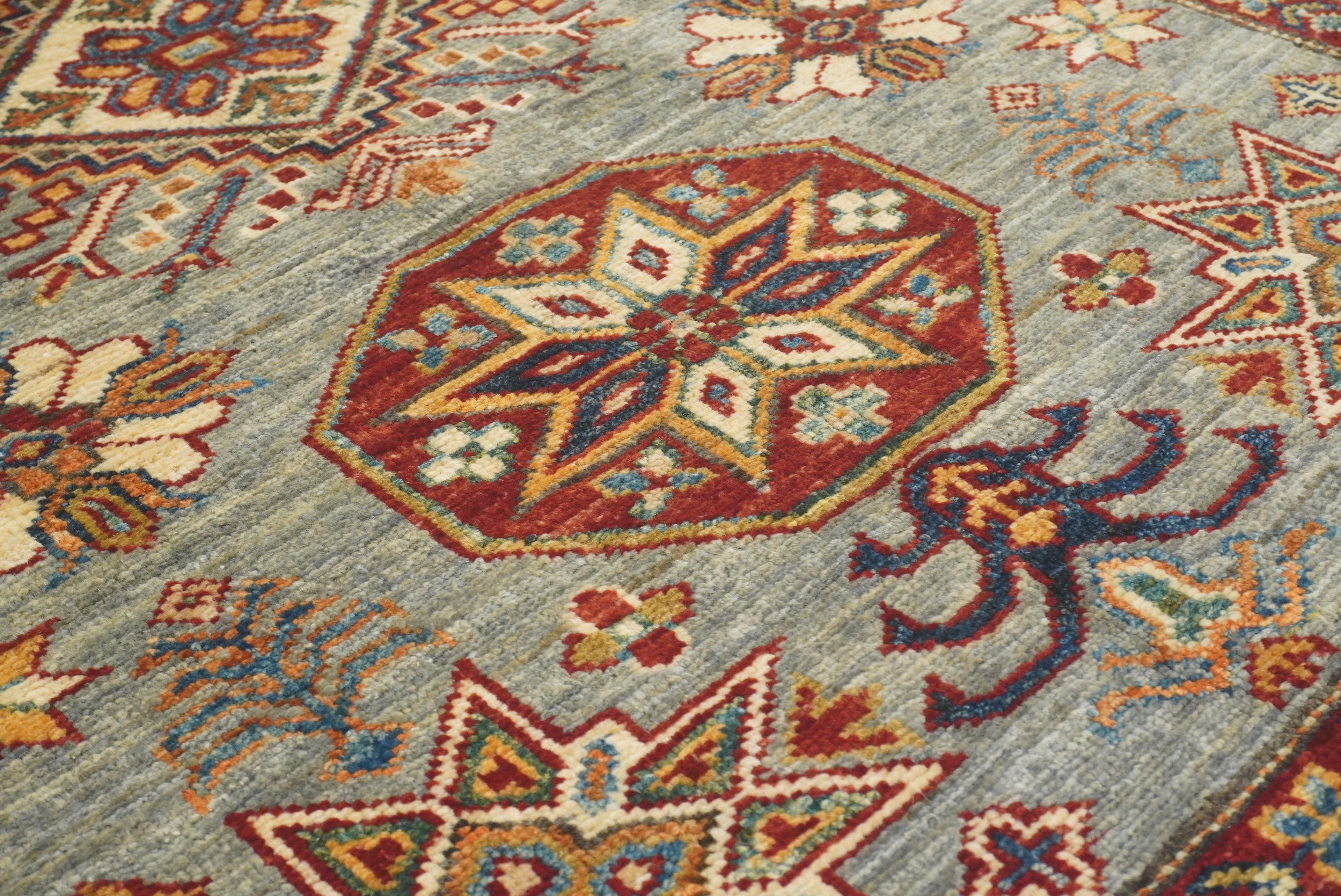 3x5 Gray Kazak Afghan Hand-knotted Rug - Yildiz Rugs
