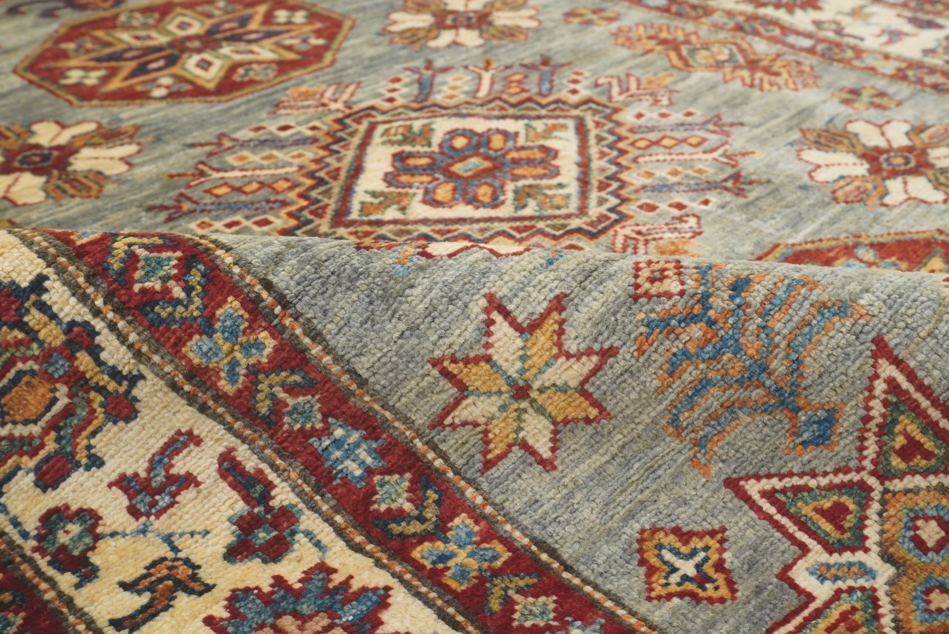 3x5 Gray Kazak Afghan Hand-knotted Rug - Yildiz Rugs