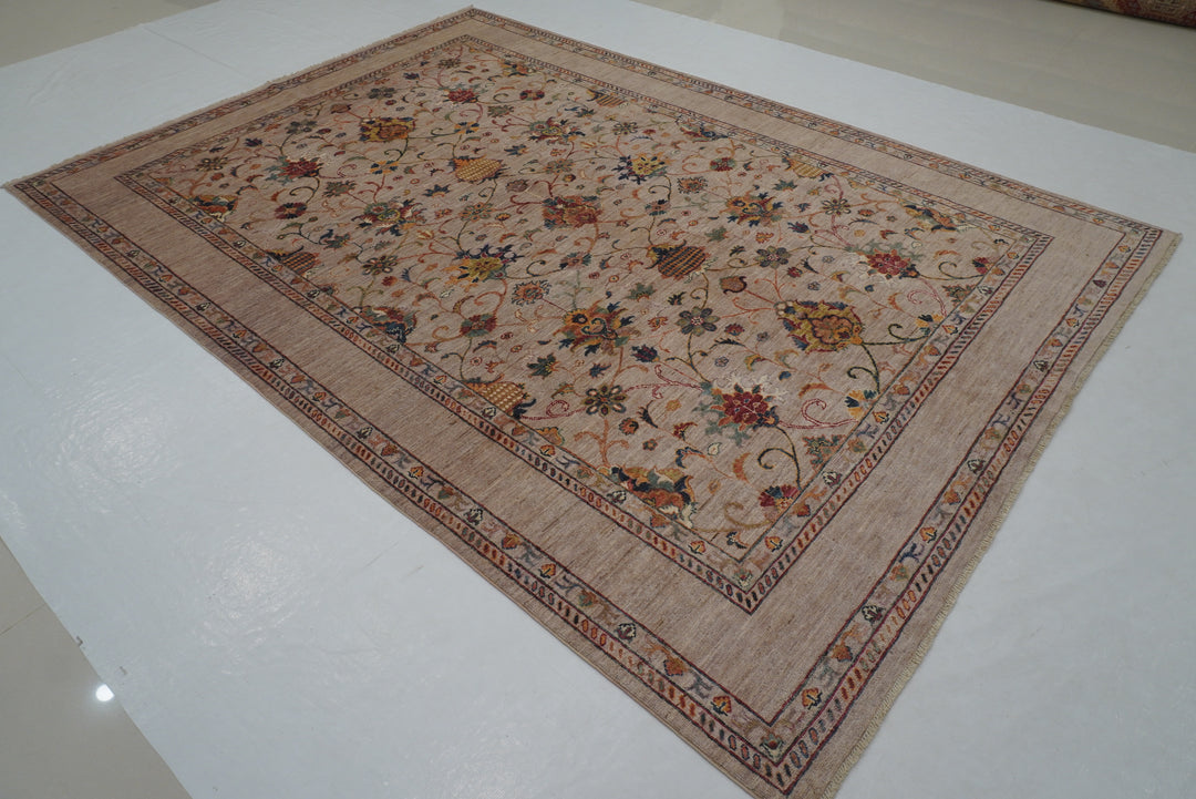 7x10 Gray Waziri Afghan Hand knotted Oriental Rug