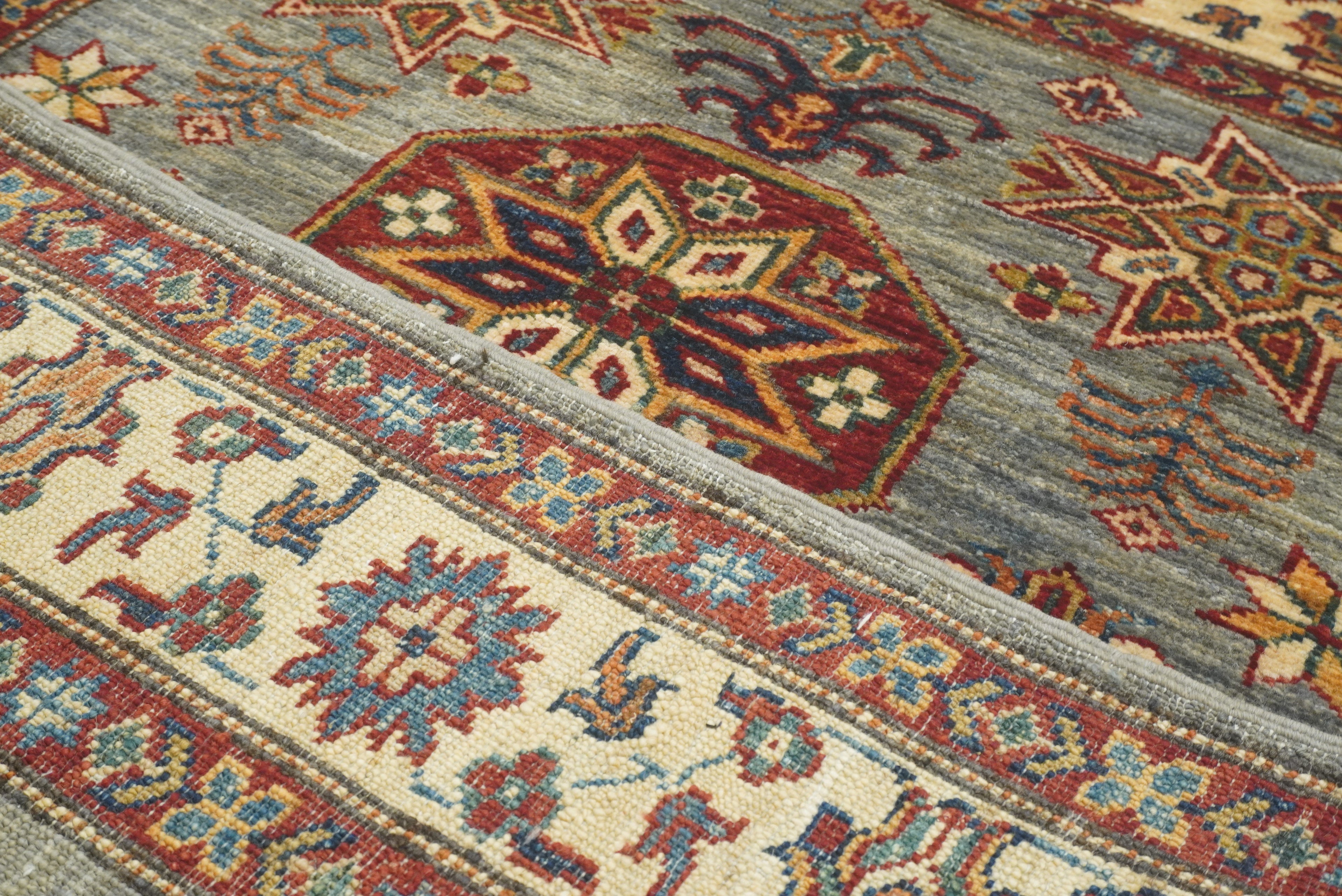 3x5 Gray Kazak Afghan Hand-knotted Rug - Yildiz Rugs