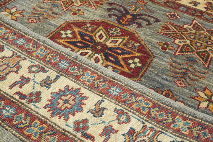 3x5 Gray Kazak Afghan Hand-knotted Rug - Yildiz Rugs