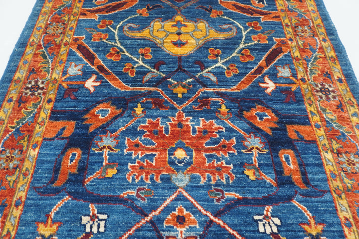 9 ft Dark Blue Bidjar Afghan Hand knotted Oriental Runner Rug