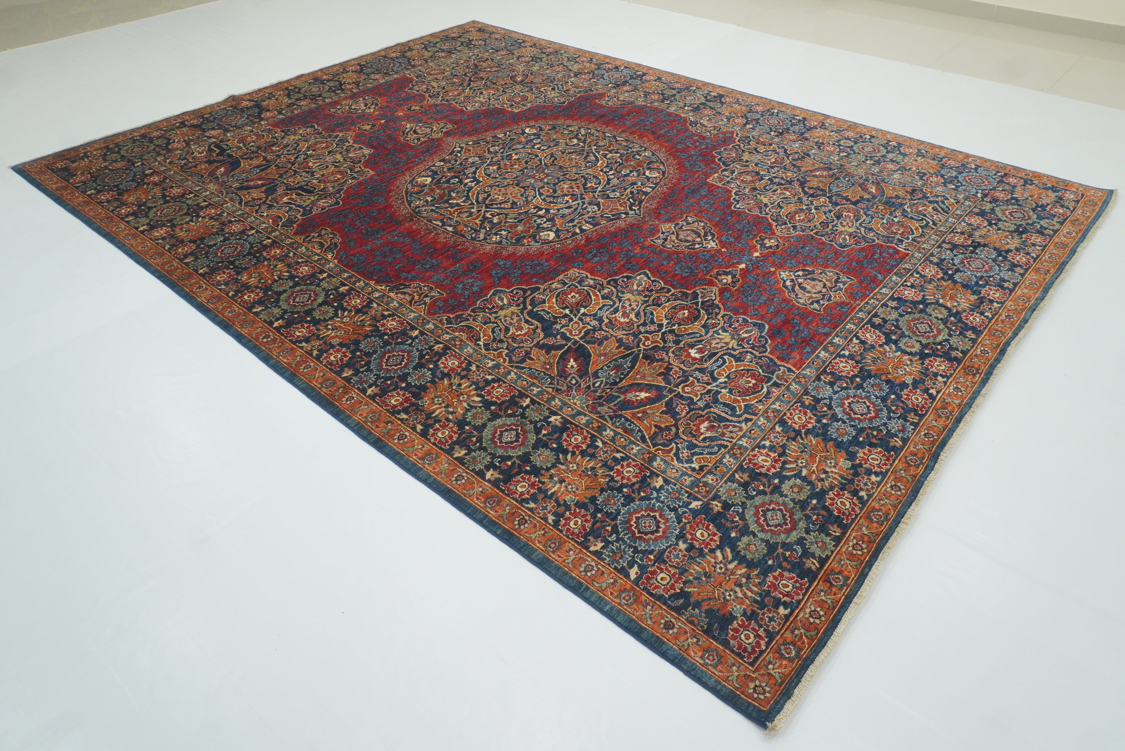 9x12 Navy Blue Hereke Hand Knotted Wool Oriental Rug - Yildiz Rugs