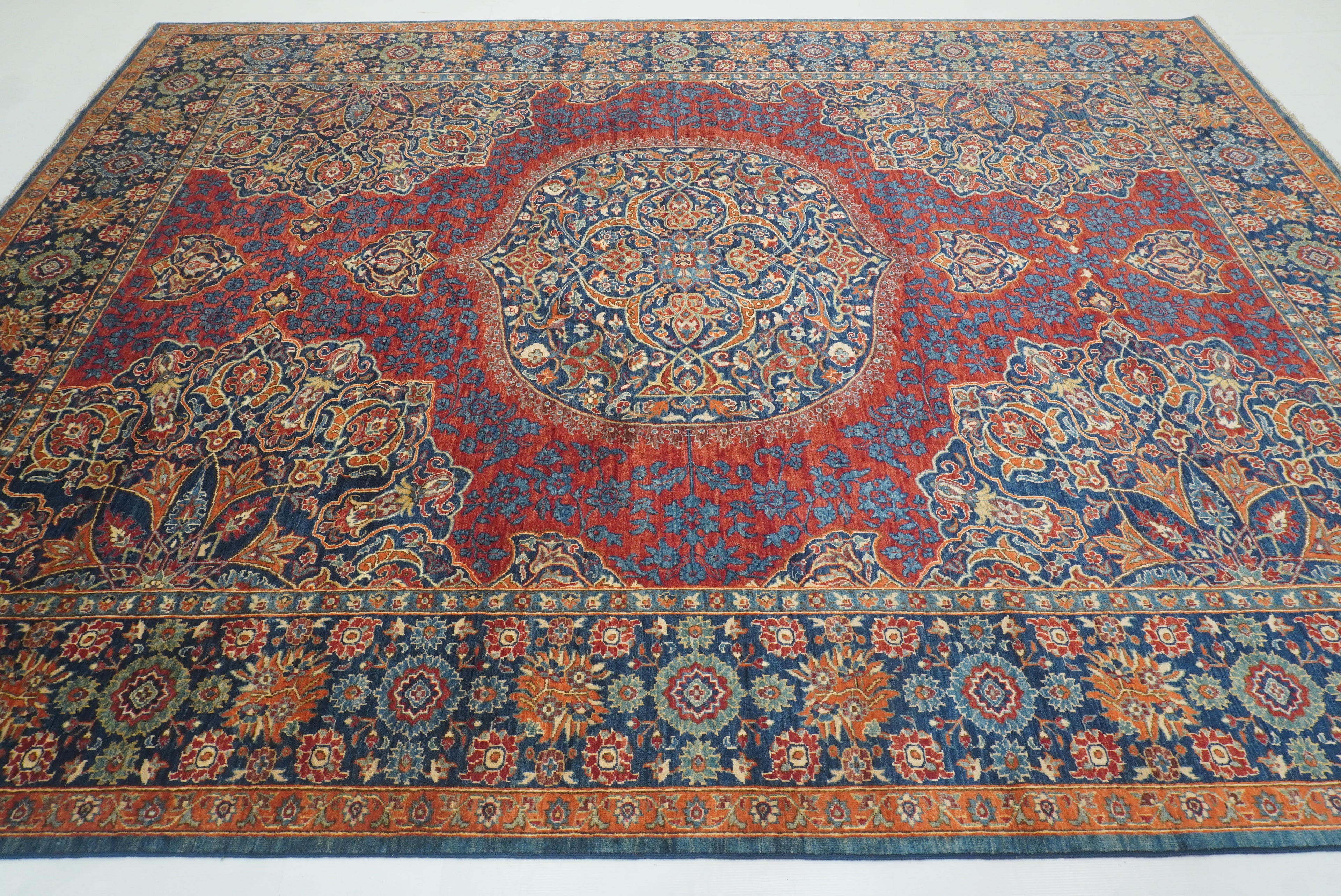 9x12 Navy Blue Hereke Hand Knotted Wool Oriental Rug - Yildiz Rugs
