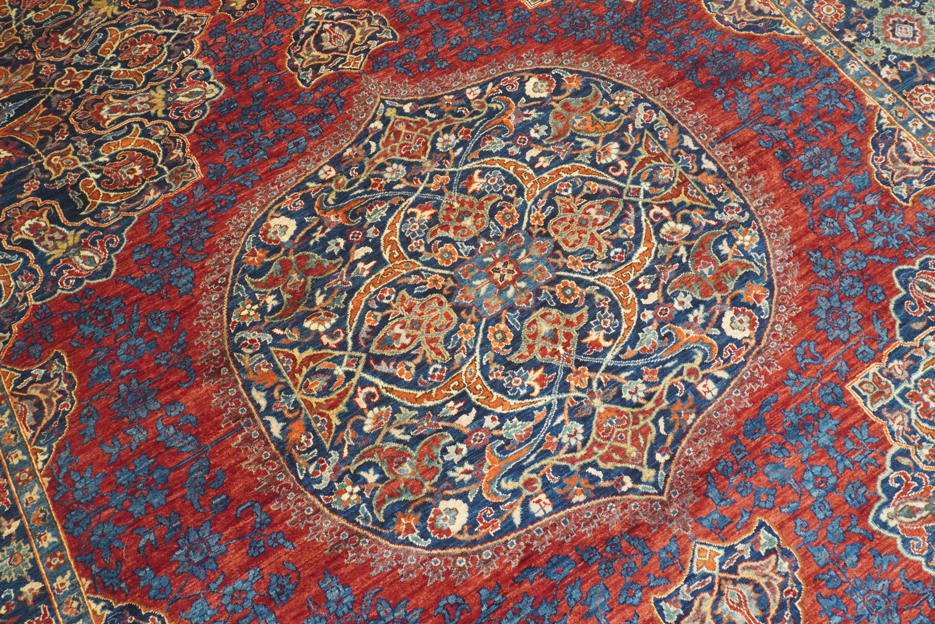 9x12 Navy Blue Hereke Hand Knotted Wool Oriental Rug - Yildiz Rugs
