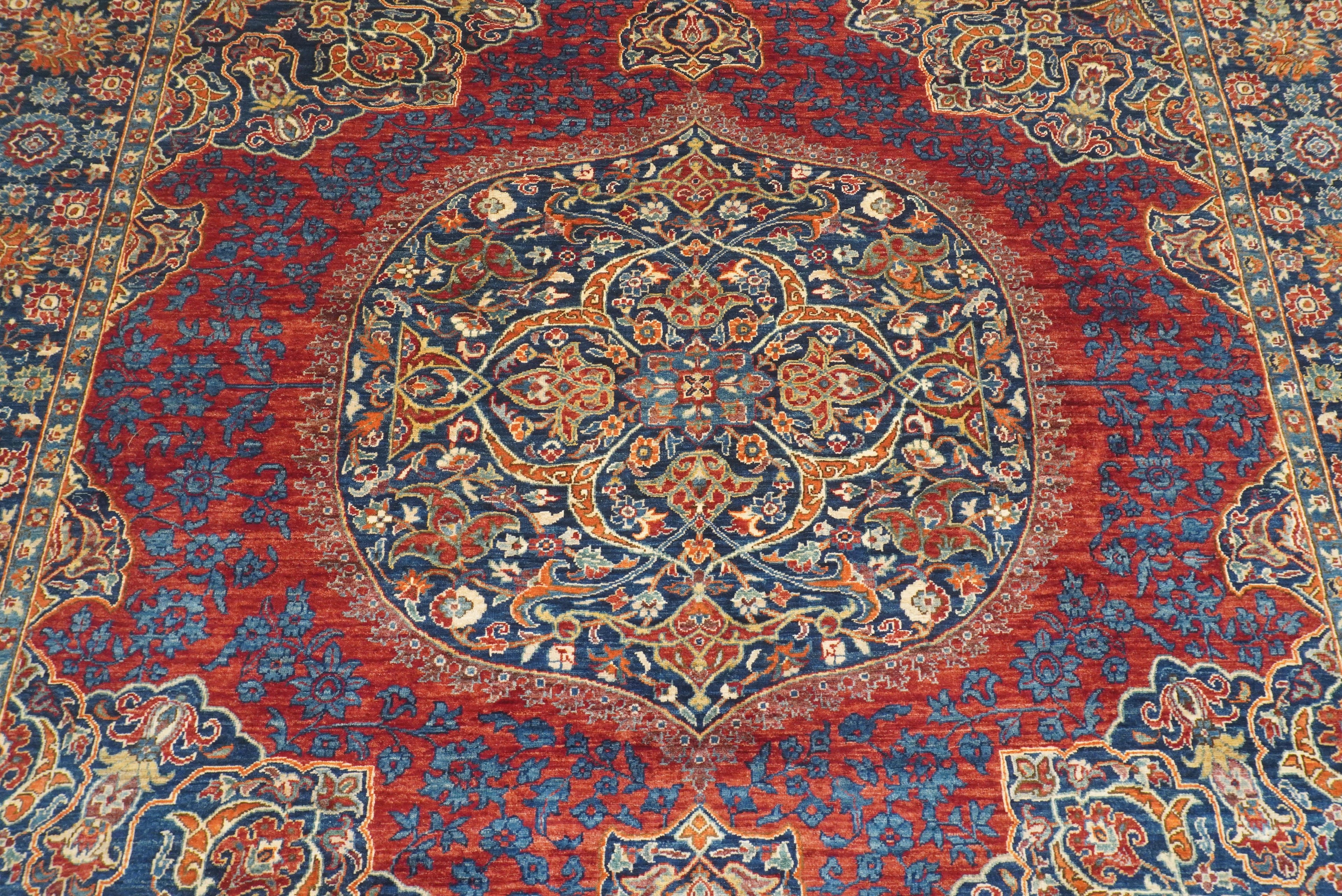 9x12 Navy Blue Hereke Hand Knotted Wool Oriental Rug - Yildiz Rugs