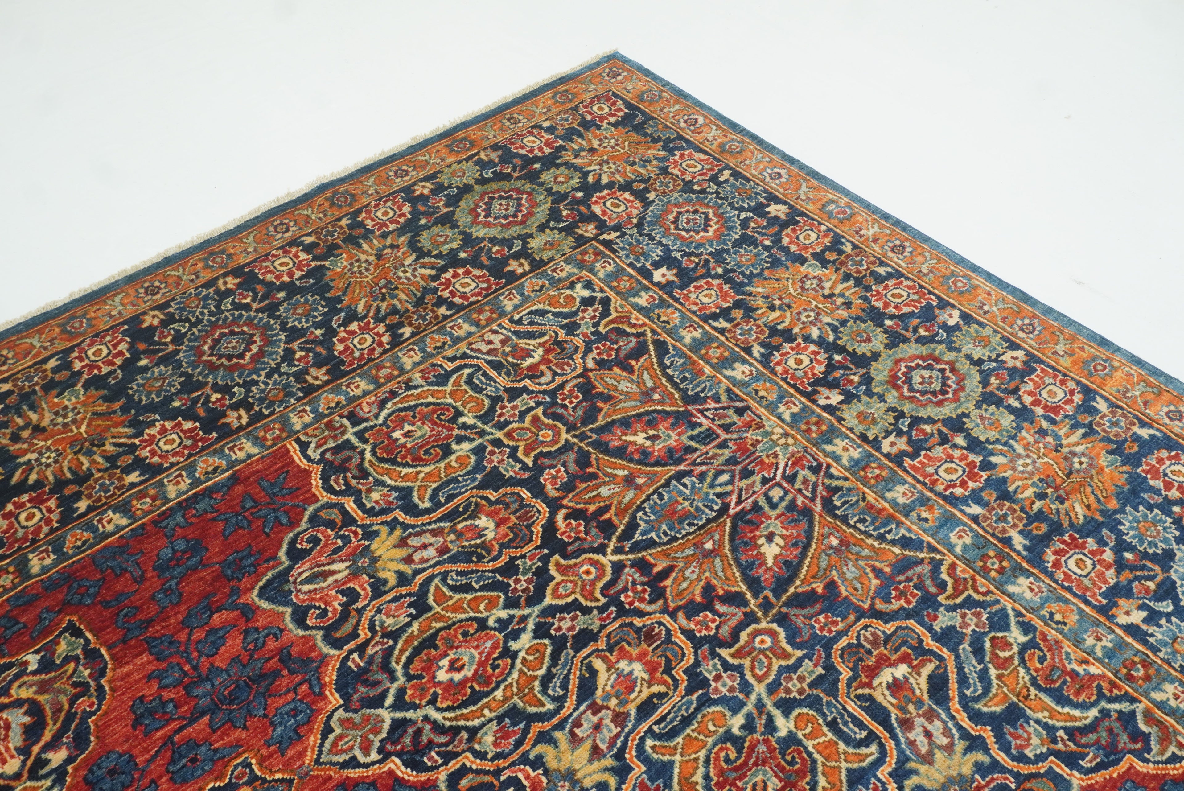 9x12 Navy Blue Hereke Hand Knotted Wool Oriental Rug - Yildiz Rugs
