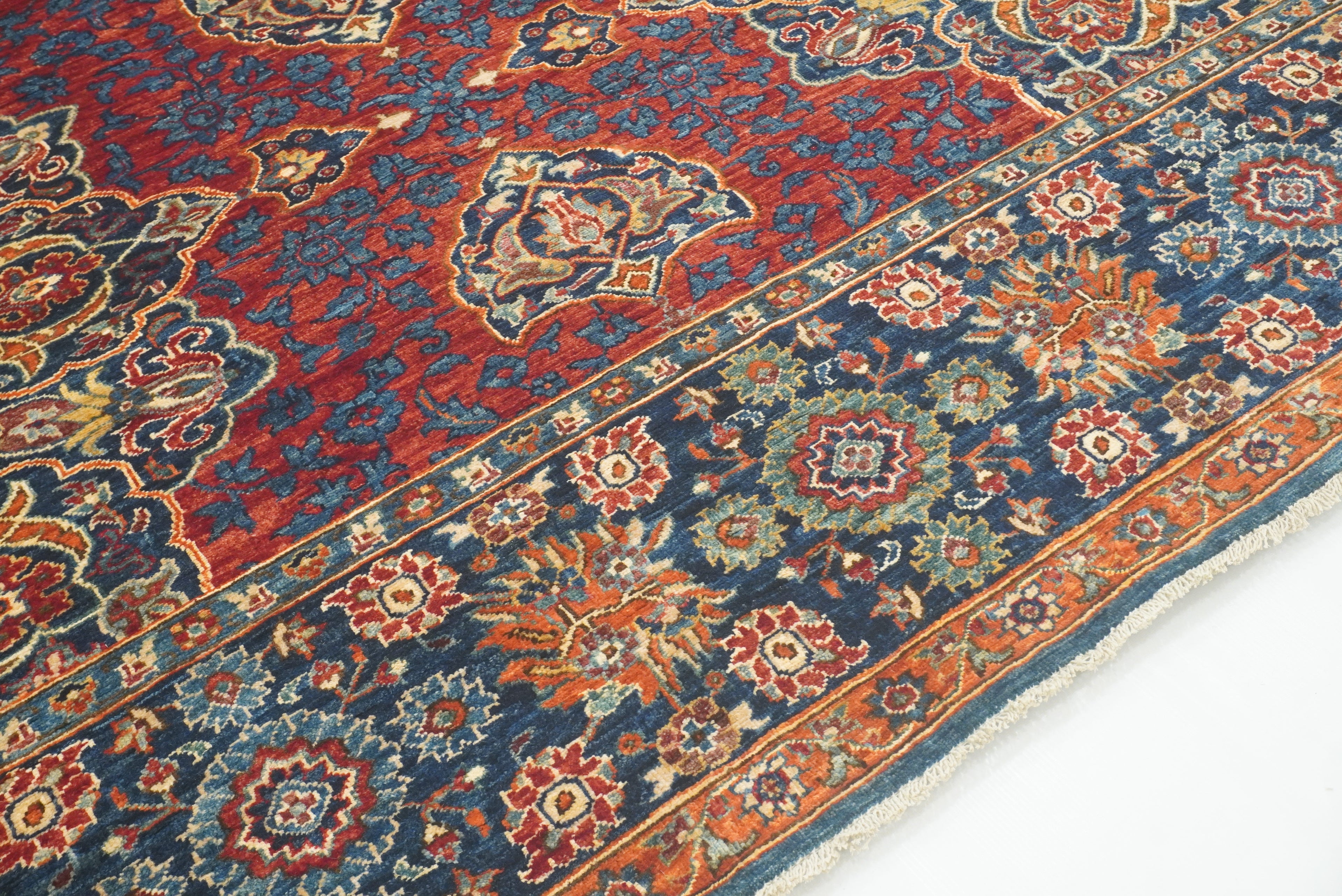 9x12 Navy Blue Hereke Hand Knotted Wool Oriental Rug - Yildiz Rugs