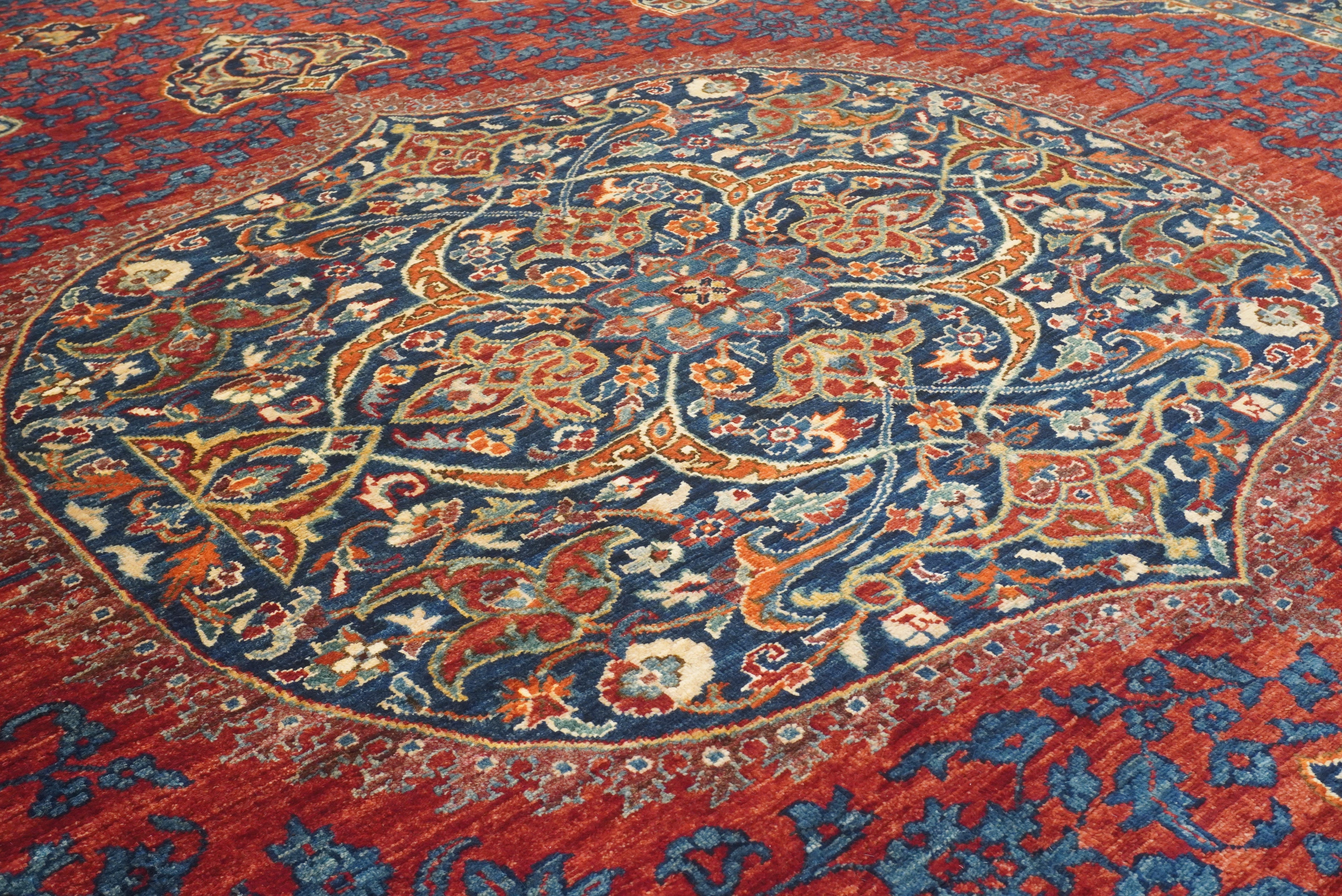 9x12 Navy Blue Hereke Hand Knotted Wool Oriental Rug - Yildiz Rugs