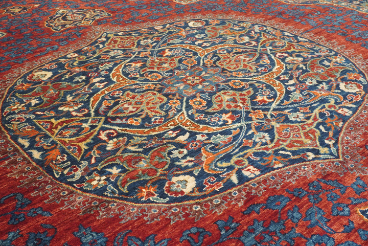 9x12 Navy Blue Hereke Hand Knotted Wool Oriental Rug - Yildiz Rugs