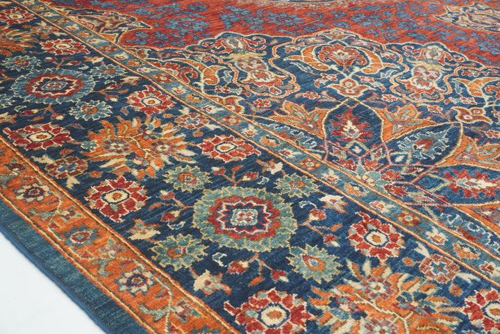 9x12 Navy Blue Hereke Hand Knotted Wool Oriental Rug - Yildiz Rugs