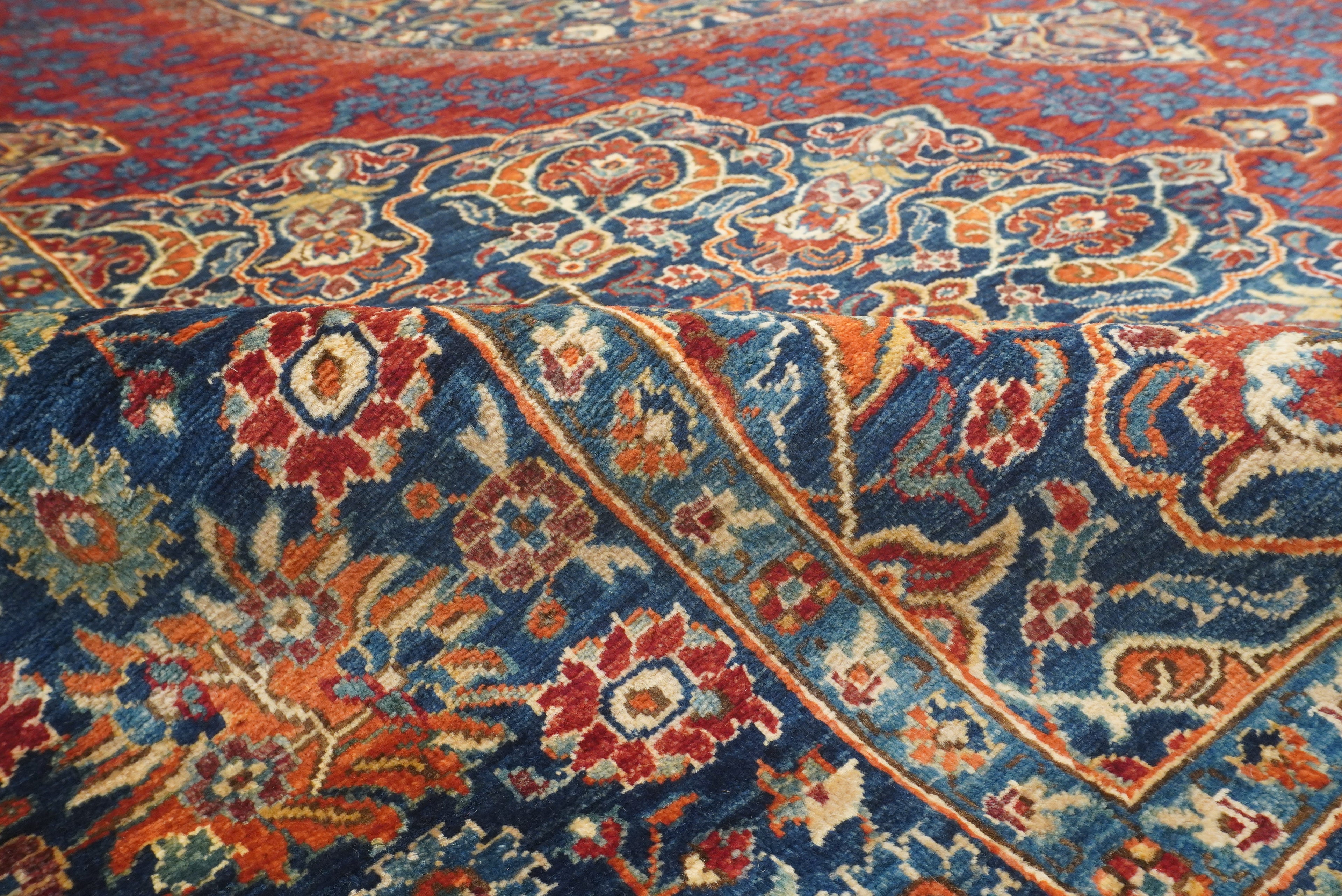 9x12 Navy Blue Hereke Hand Knotted Wool Oriental Rug - Yildiz Rugs