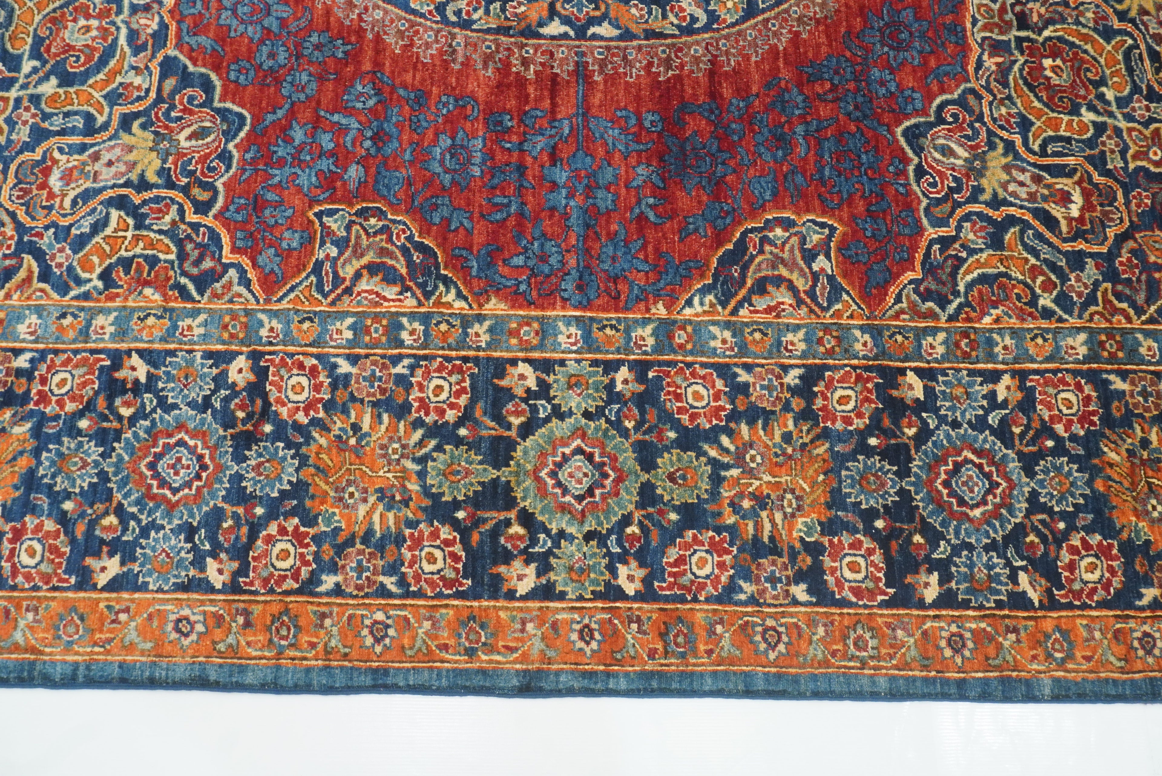 9x12 Navy Blue Hereke Hand Knotted Wool Oriental Rug - Yildiz Rugs