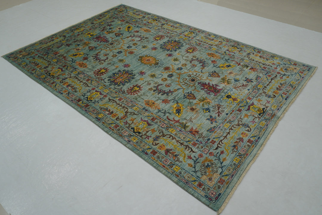 6x8 Blue Waziri Afghan Hand Knotted Oriental Rug