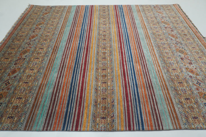 8x10 Gray Khorjin Afghan Hand knotted Rug - Yildiz Rugs