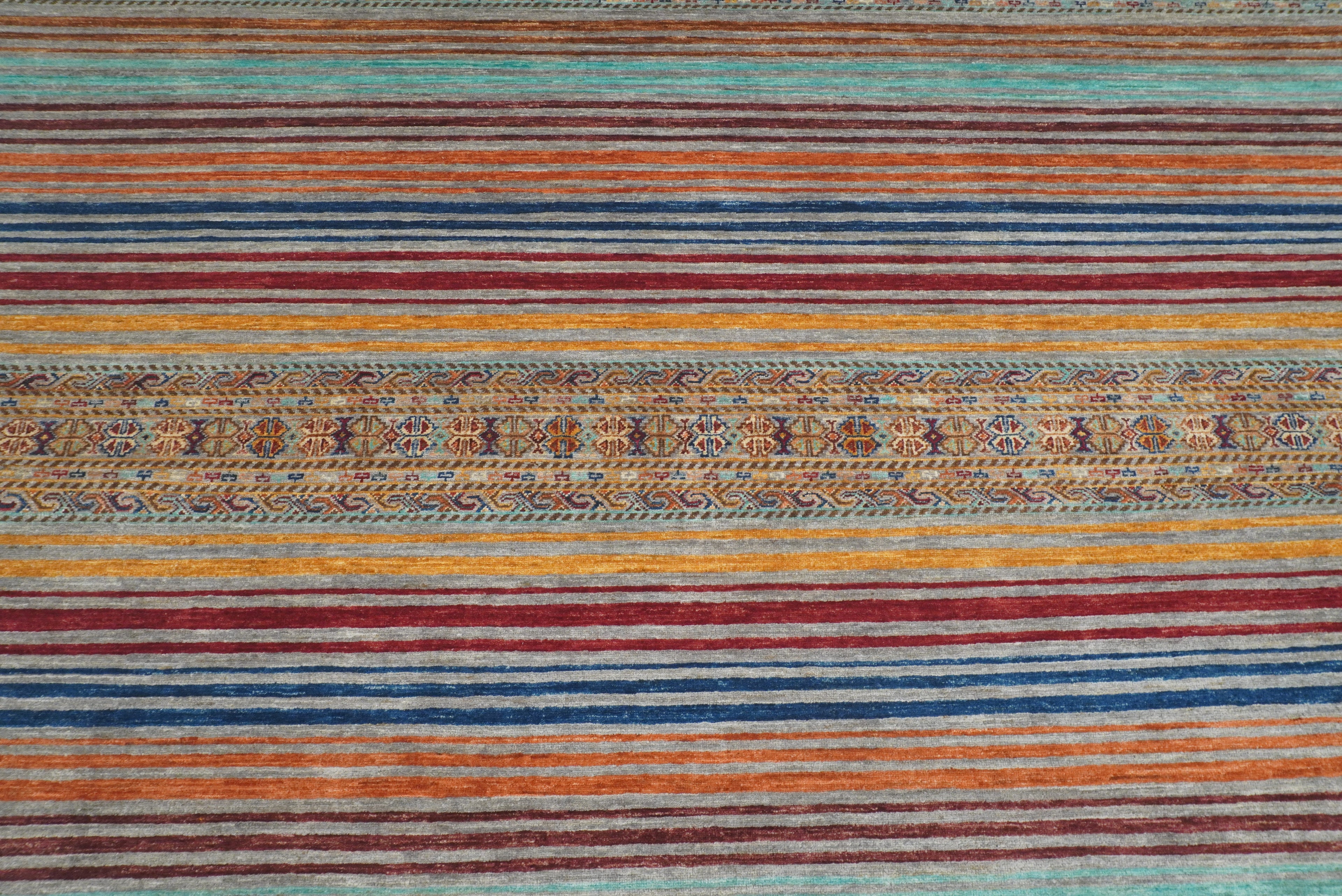 8x10 Gray Khorjin Afghan Hand knotted Rug - Yildiz Rugs