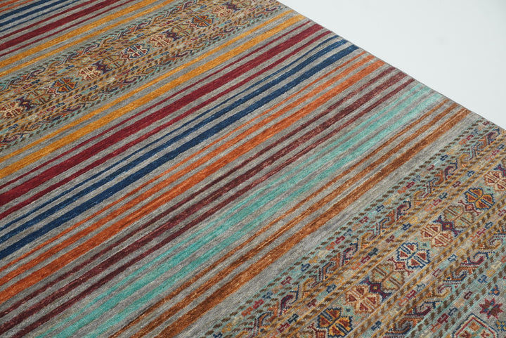 8x10 Gray Khorjin Afghan Hand knotted Rug - Yildiz Rugs