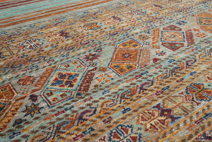 8x10 Gray Khorjin Afghan Hand knotted Rug - Yildiz Rugs