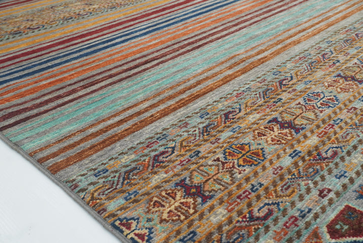8x10 Gray Khorjin Afghan Hand knotted Rug - Yildiz Rugs