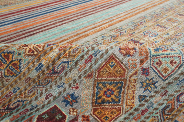 8x10 Gray Khorjin Afghan Hand knotted Rug - Yildiz Rugs