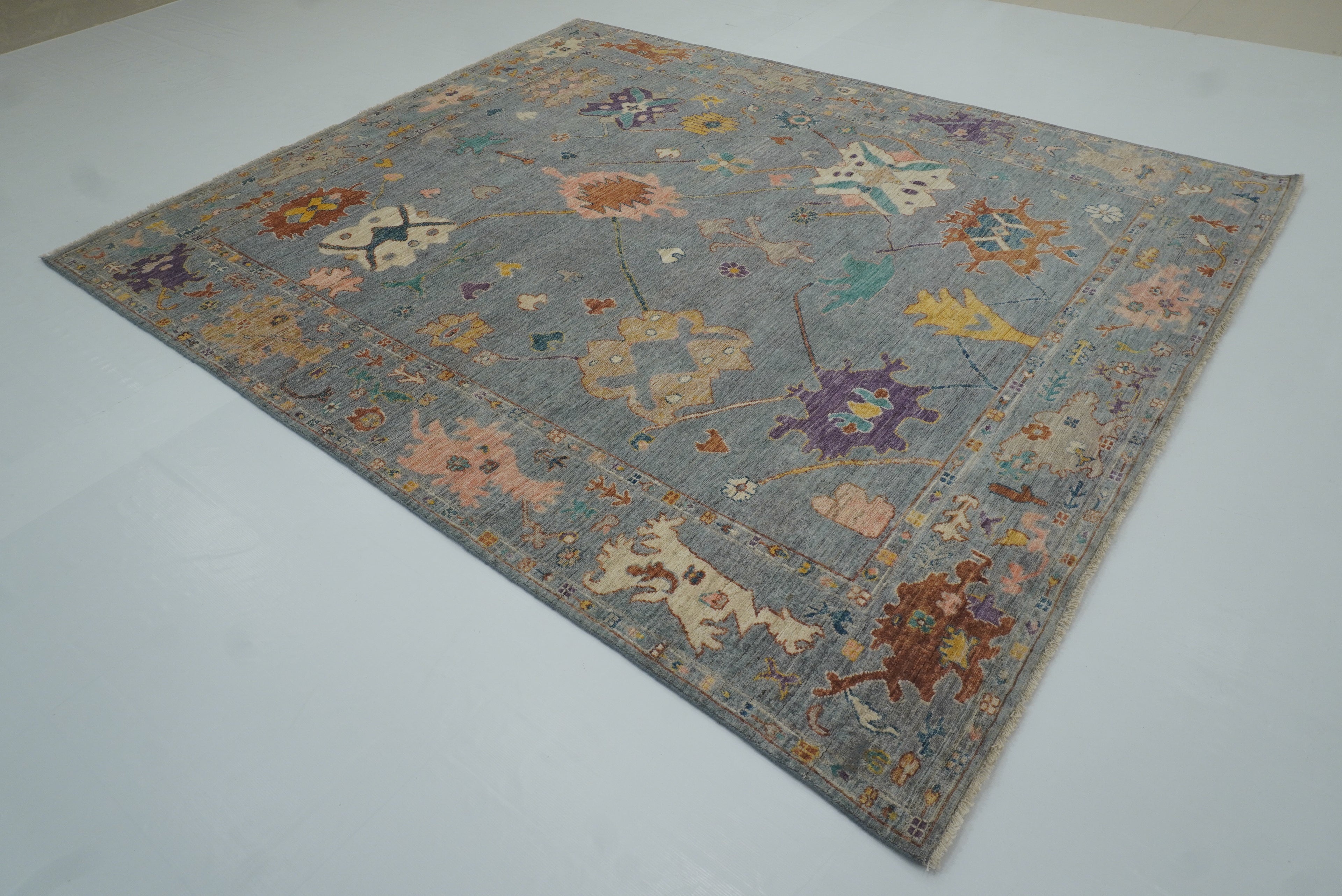 8x10 Oushak Light Gray Hand knotted Turkish Rug - Yildiz Rugs