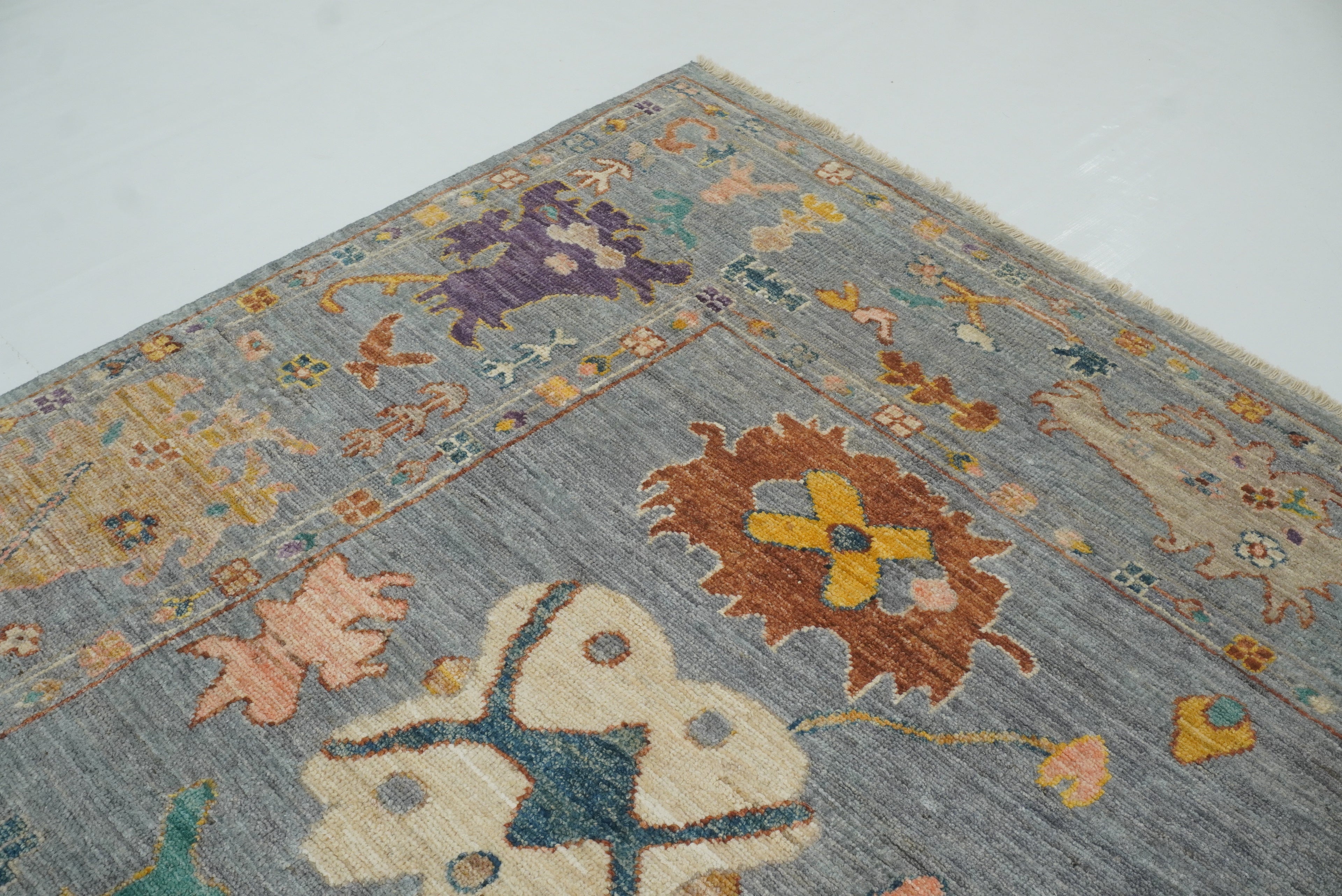 8x10 Oushak Light Gray Hand knotted Turkish Rug - Yildiz Rugs