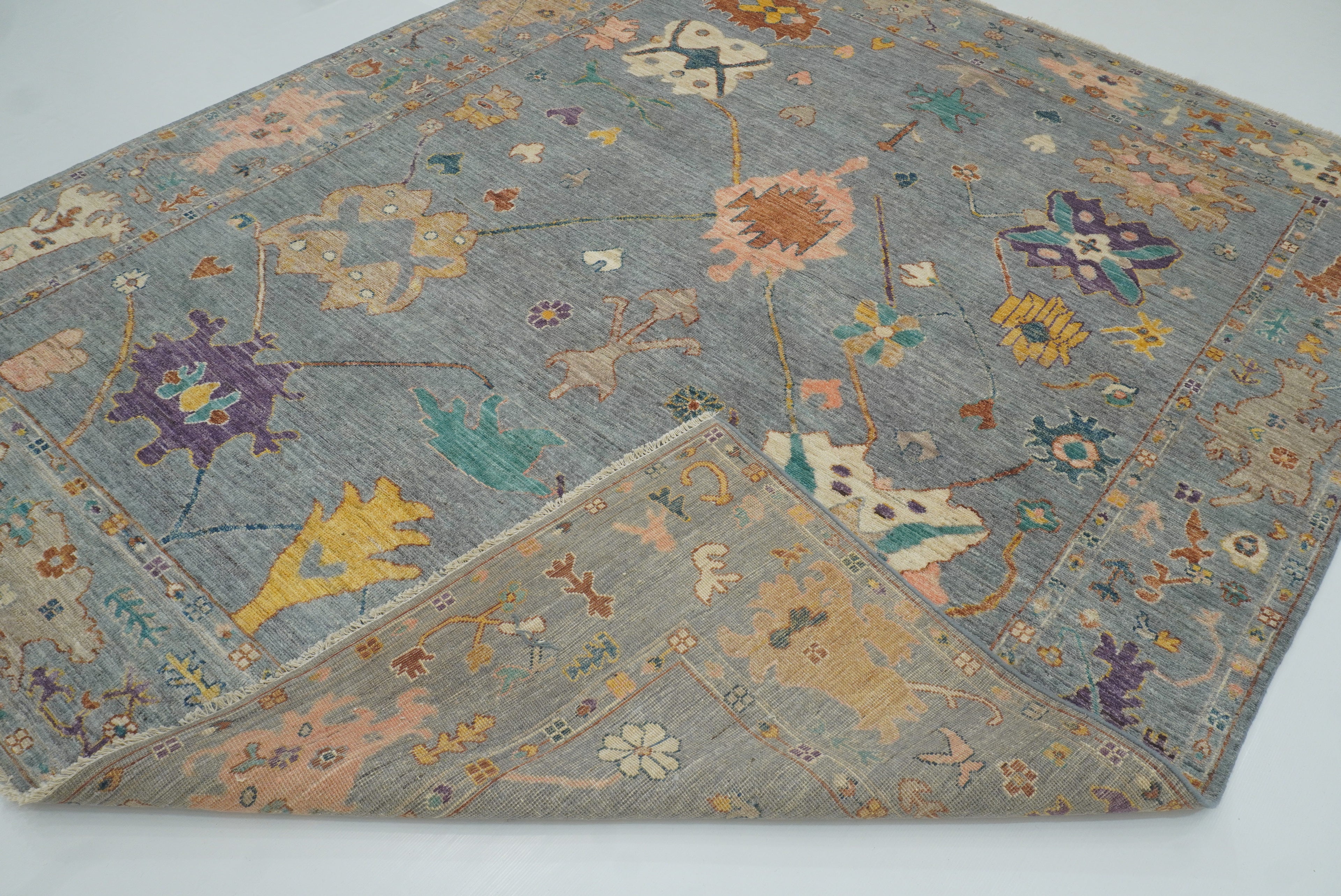 8x10 Oushak Light Gray Hand knotted Turkish Rug - Yildiz Rugs