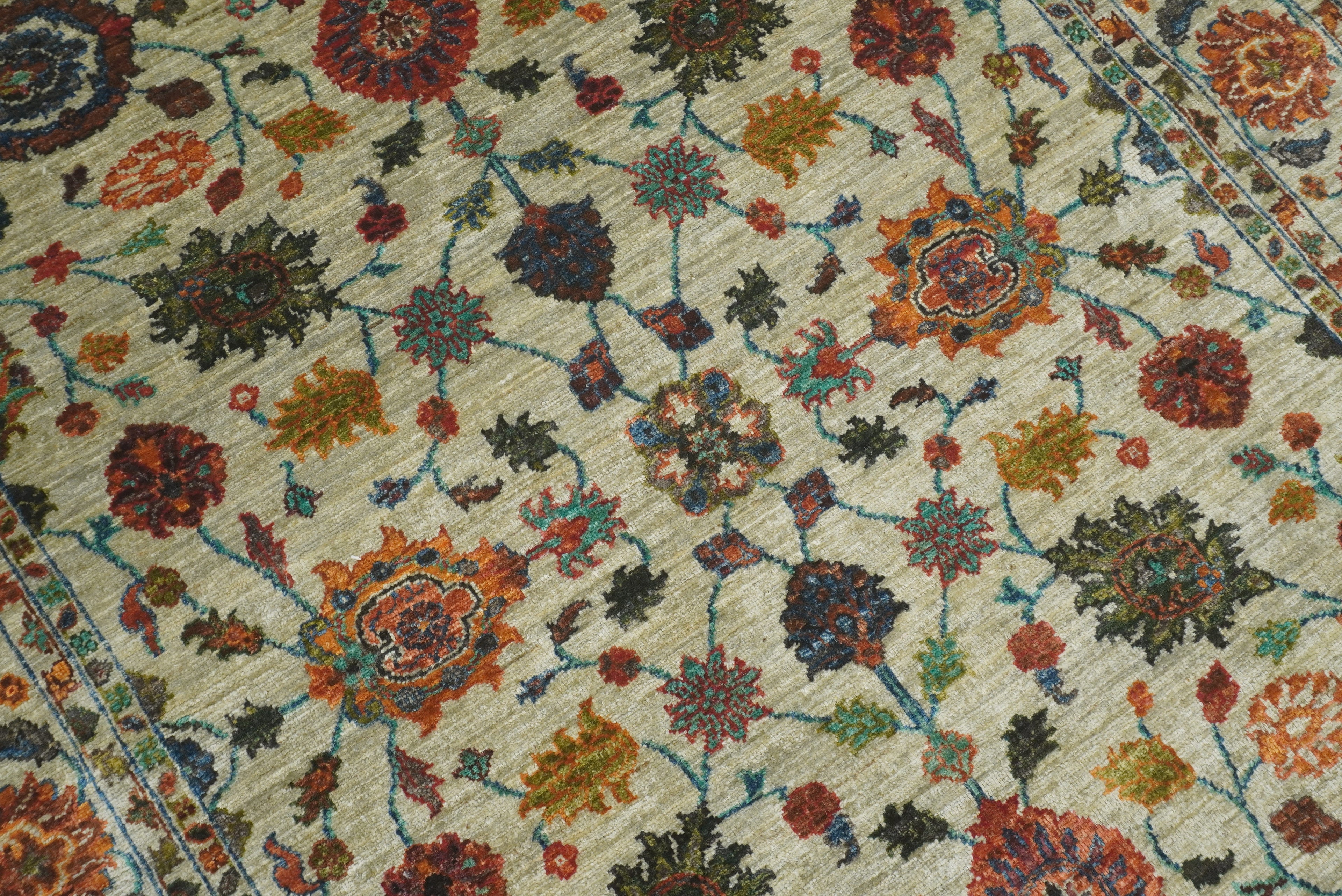 5x7 Green Waziri Hand-Knotted Afghan Oriental Rug - Yildiz Rugs