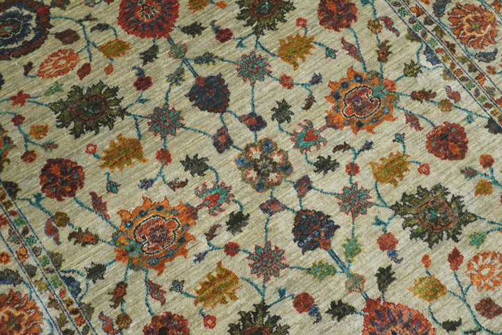 5x7 Green Waziri Hand-Knotted Afghan Oriental Rug - Yildiz Rugs