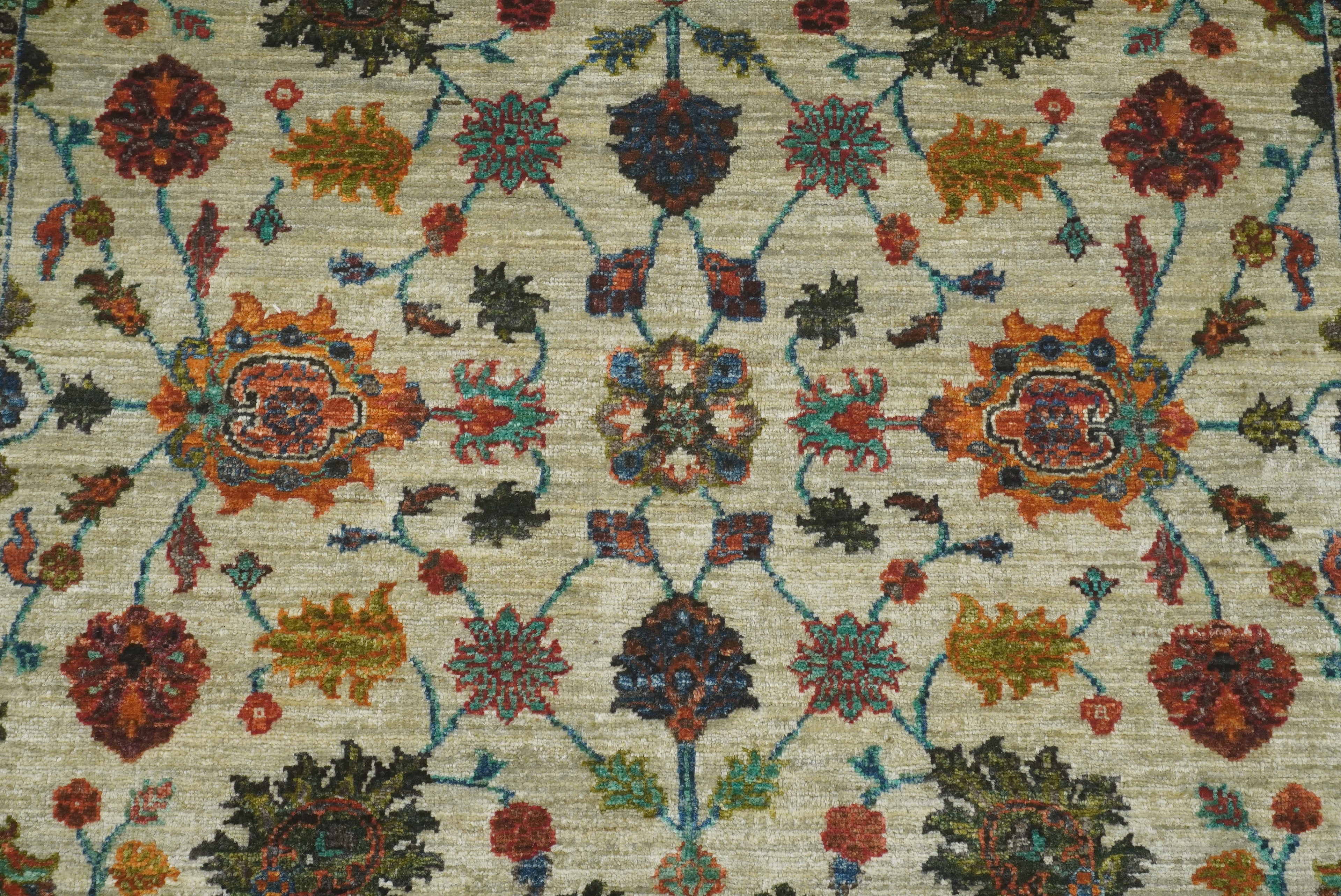 5x7 Green Waziri Hand-Knotted Afghan Oriental Rug - Yildiz Rugs