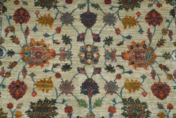 5x7 Green Waziri Hand-Knotted Afghan Oriental Rug - Yildiz Rugs