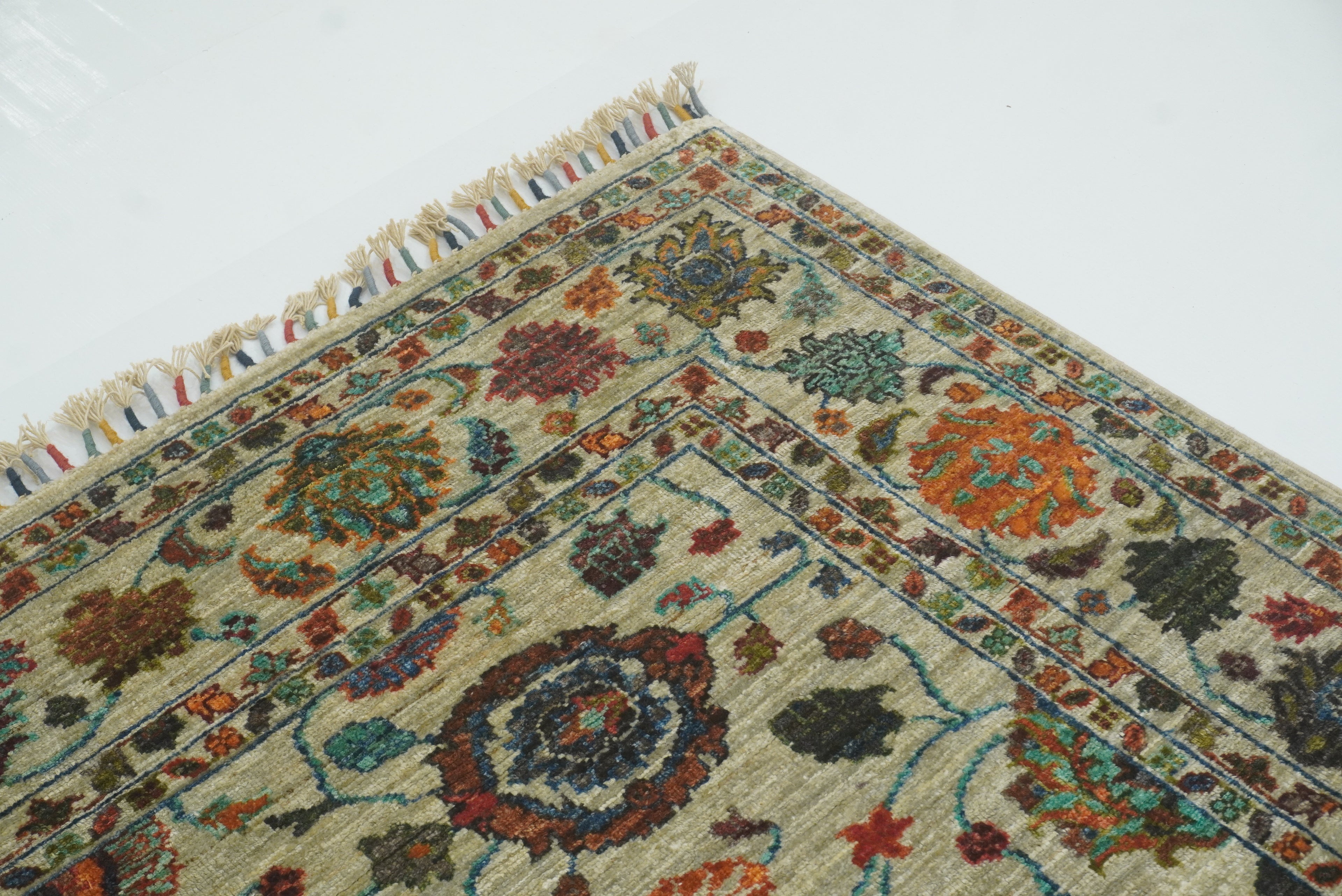 5x7 Green Waziri Hand-Knotted Afghan Oriental Rug - Yildiz Rugs