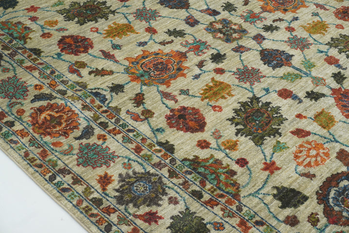 5x7 Green Waziri Hand-Knotted Afghan Oriental Rug - Yildiz Rugs