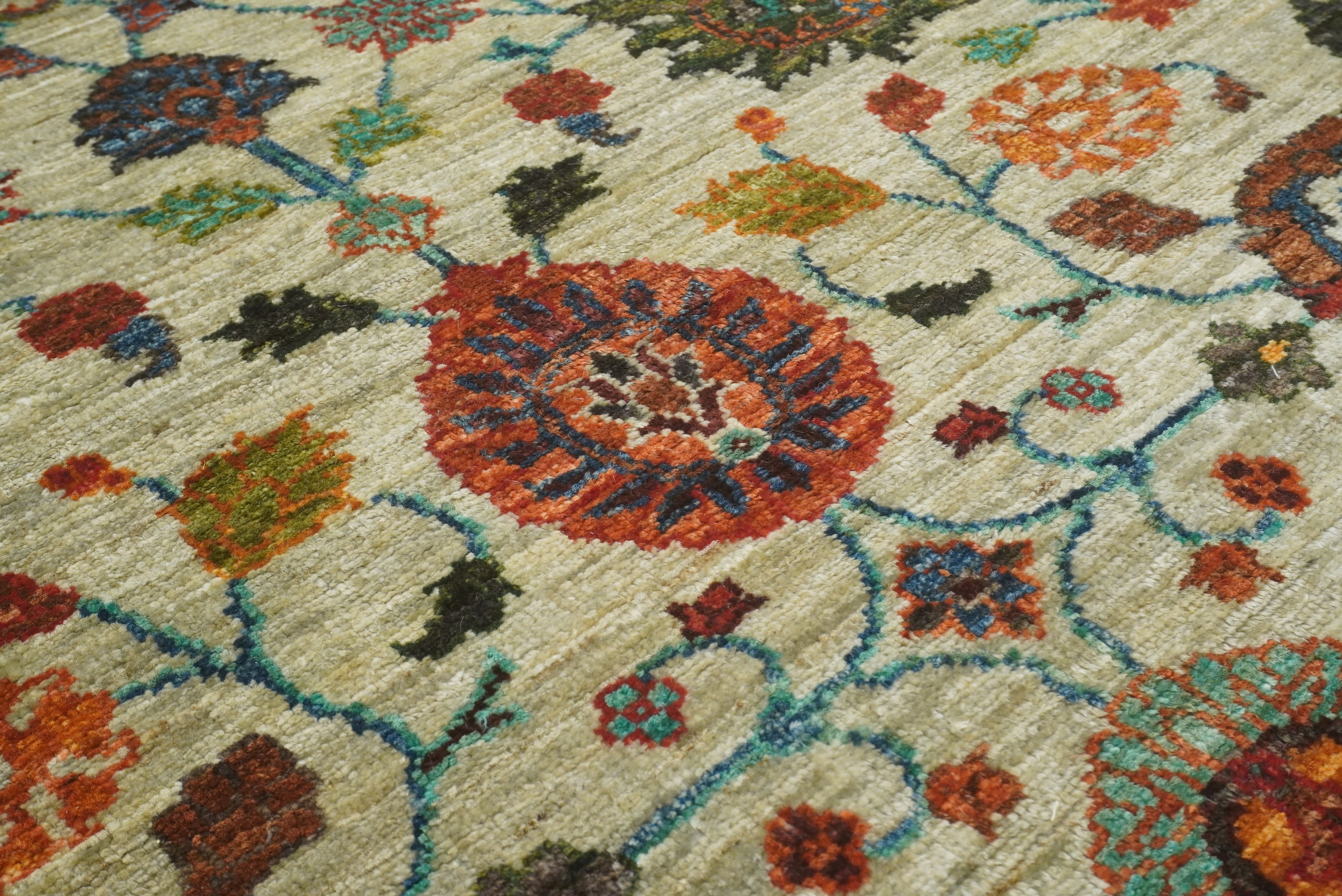 5x7 Green Waziri Hand-Knotted Afghan Oriental Rug - Yildiz Rugs