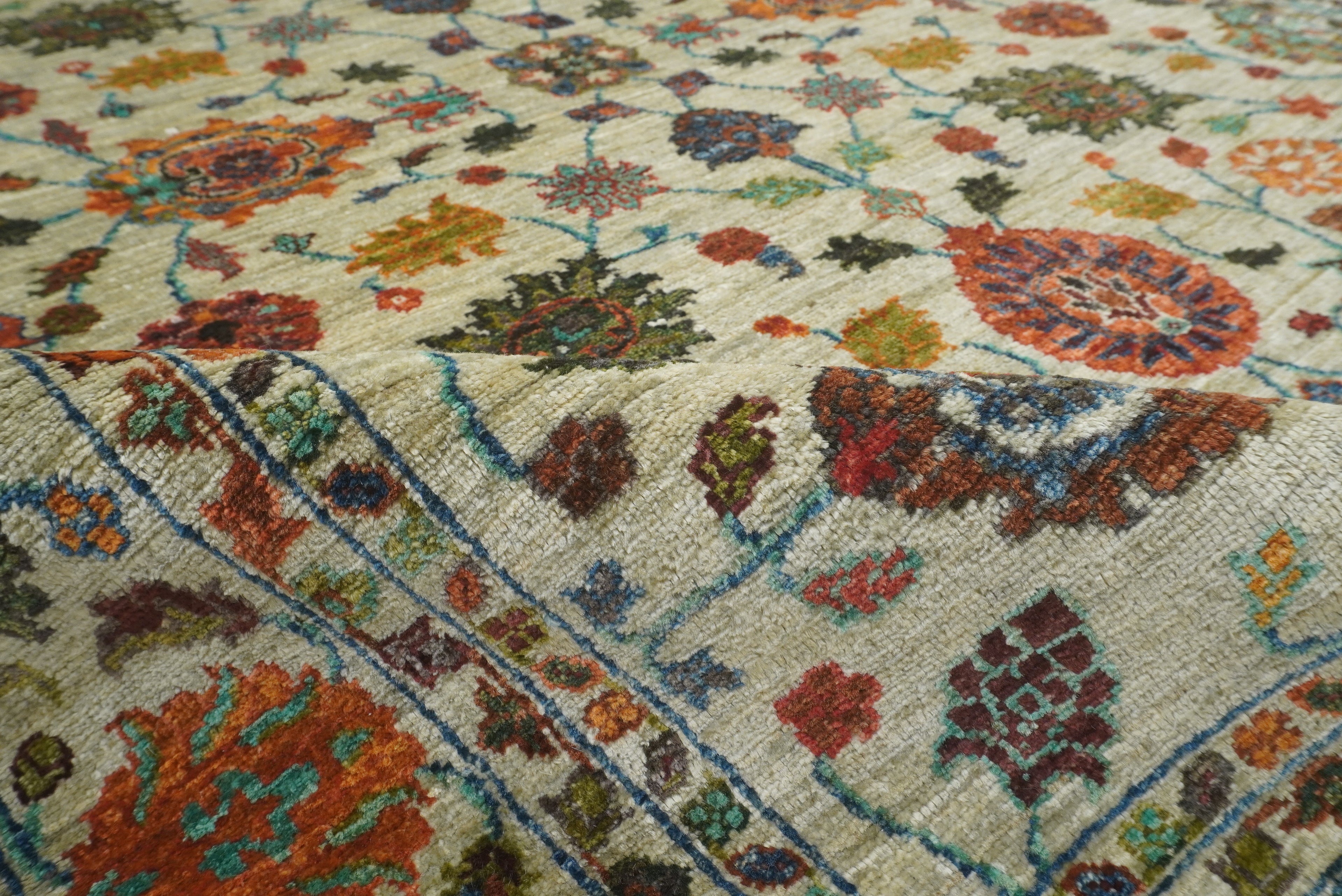 5x7 Green Waziri Hand-Knotted Afghan Oriental Rug - Yildiz Rugs