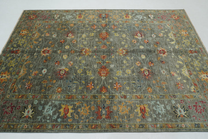 6x8 Green Waziri Afghan Hand Knotted Oriental Rug