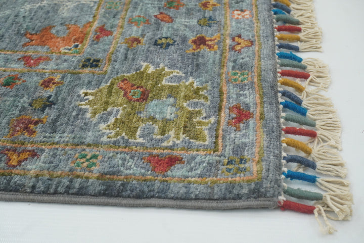 8 ft Waziri Blue Afghan Hand-Knotted Runner Rug - Yildiz Rugs