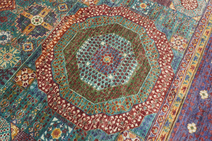 9x12 Blue Mamluk Hand knotted Medallion Turkish Rug - Yildiz Rugs