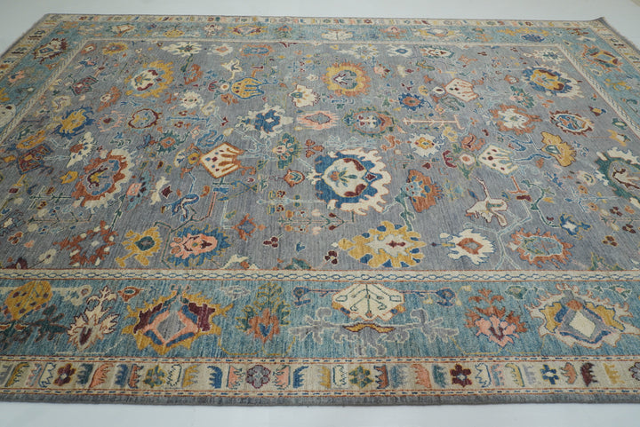 10x15 Gray Oushak Hand-Knotted Oriental Rug - Yildiz Rugs