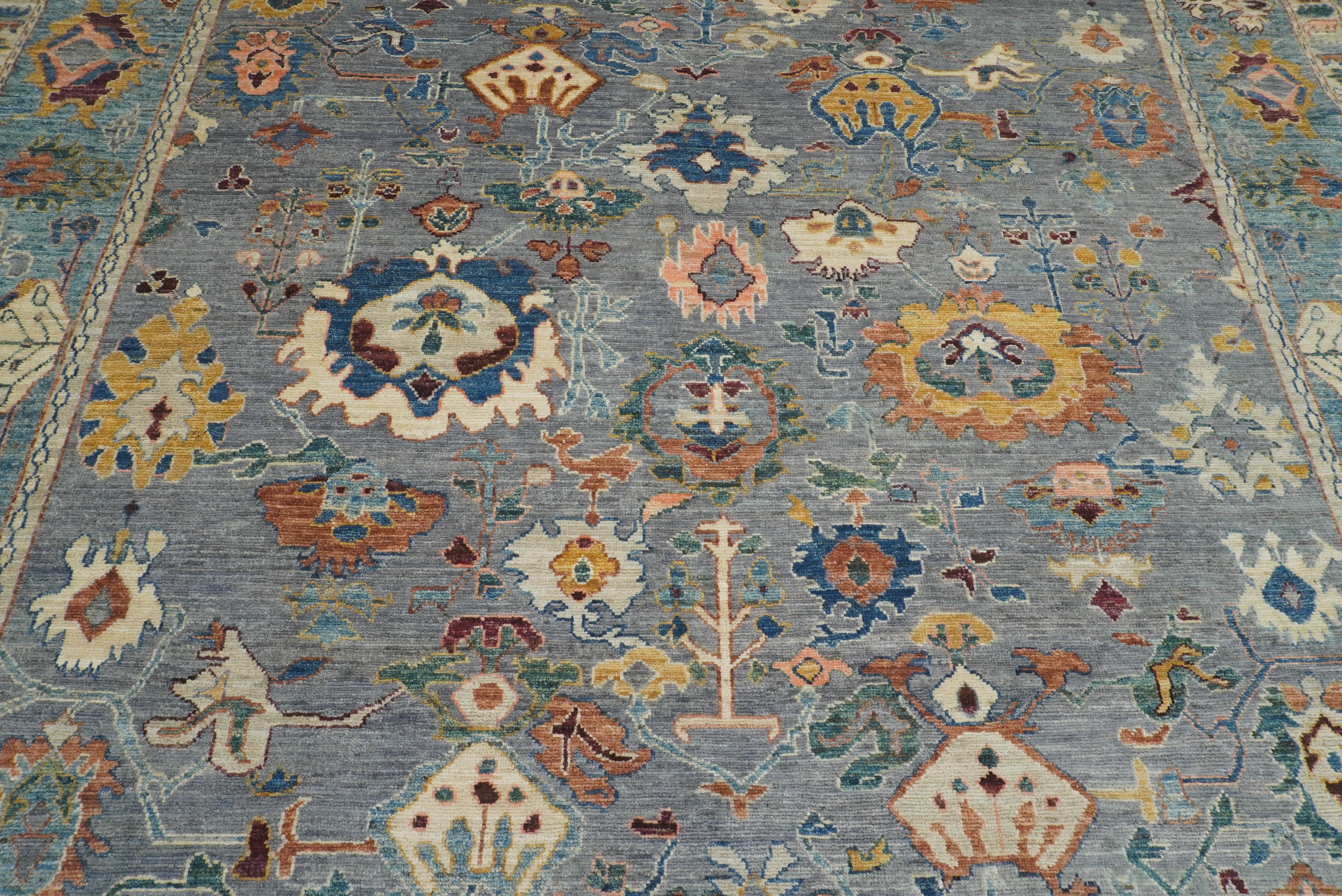 10x15 Gray Oushak Hand-Knotted Oriental Rug - Yildiz Rugs