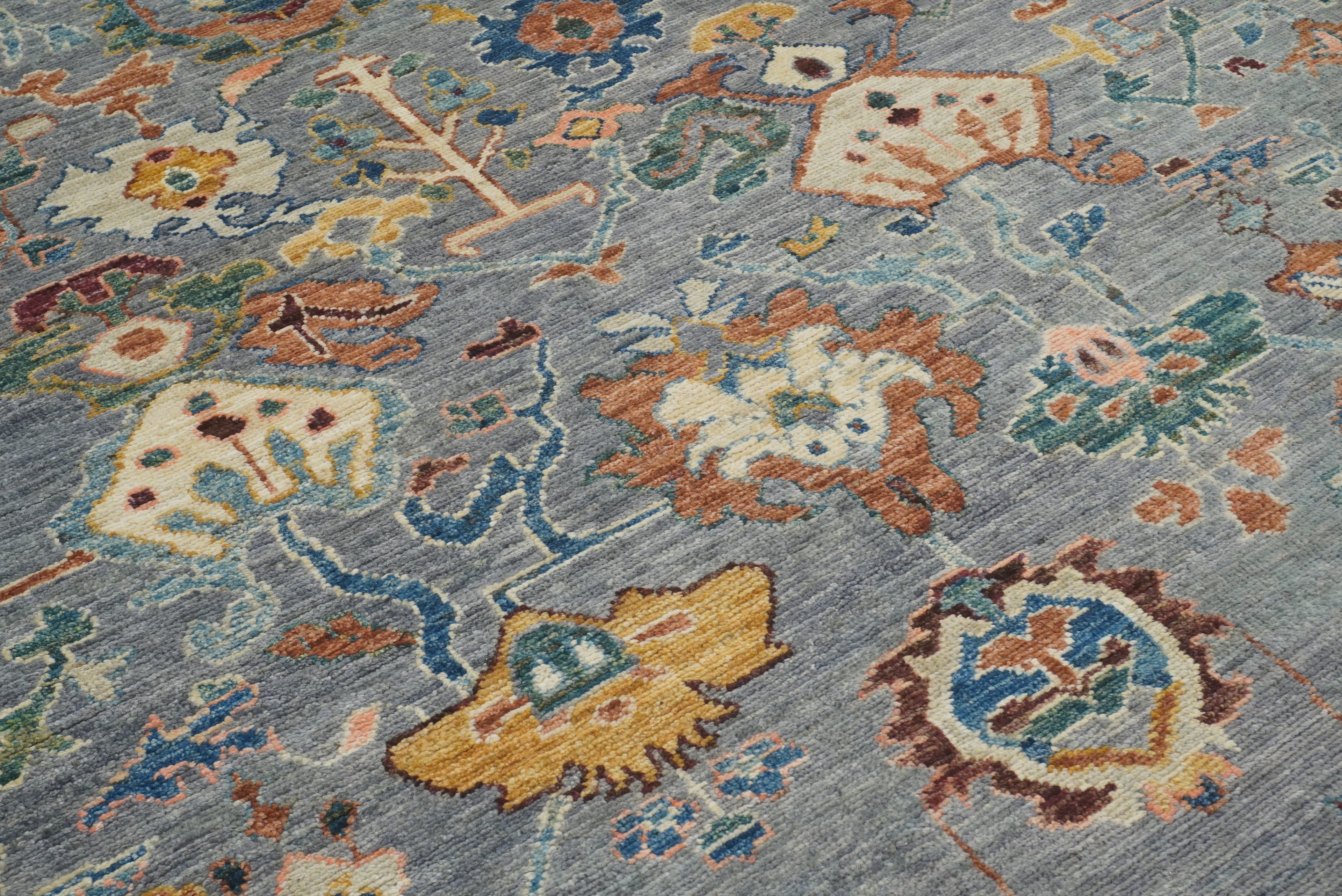10x15 Gray Oushak Hand-Knotted Oriental Rug - Yildiz Rugs
