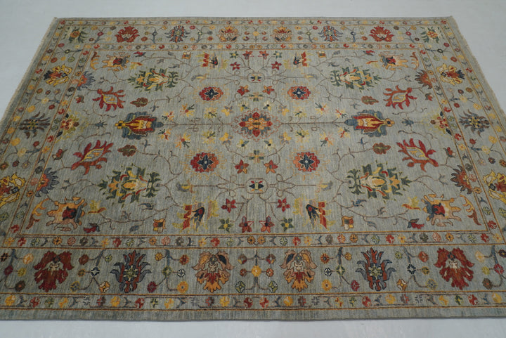 6x8 Blueish Gray Waziri Afghan Hand Knotted Oriental Rug