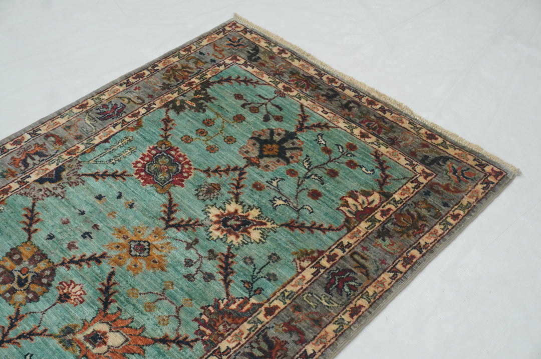 10 ft Turquoise Blue Waziri Afghan Hand knotted Runner Rug