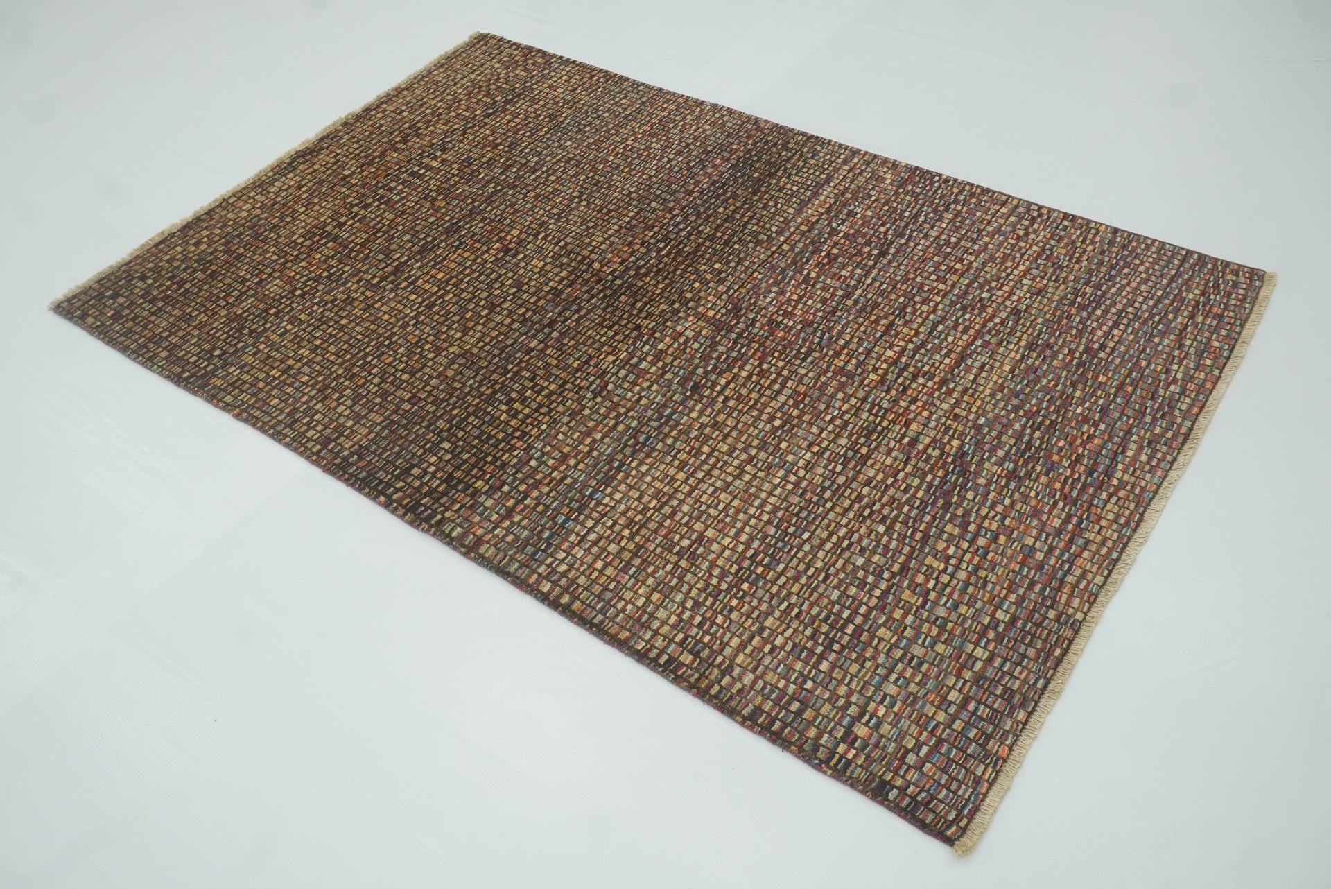 4x6 Gabbeh Multicolor Hand-Knotted Afghan Wool Rug
