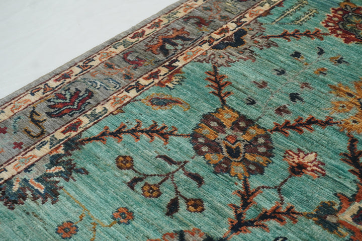 10 ft Turquoise Blue Waziri Afghan Hand knotted Runner Rug