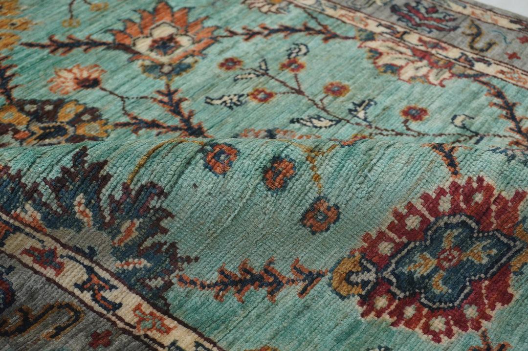 10 ft Turquoise Blue Waziri Afghan Hand knotted Runner Rug