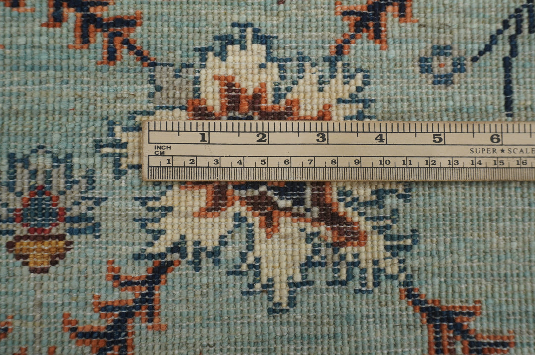 10 ft Turquoise Blue Waziri Afghan Hand knotted Runner Rug