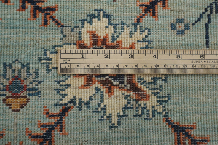 10 ft Turquoise Blue Waziri Afghan Hand knotted Runner Rug