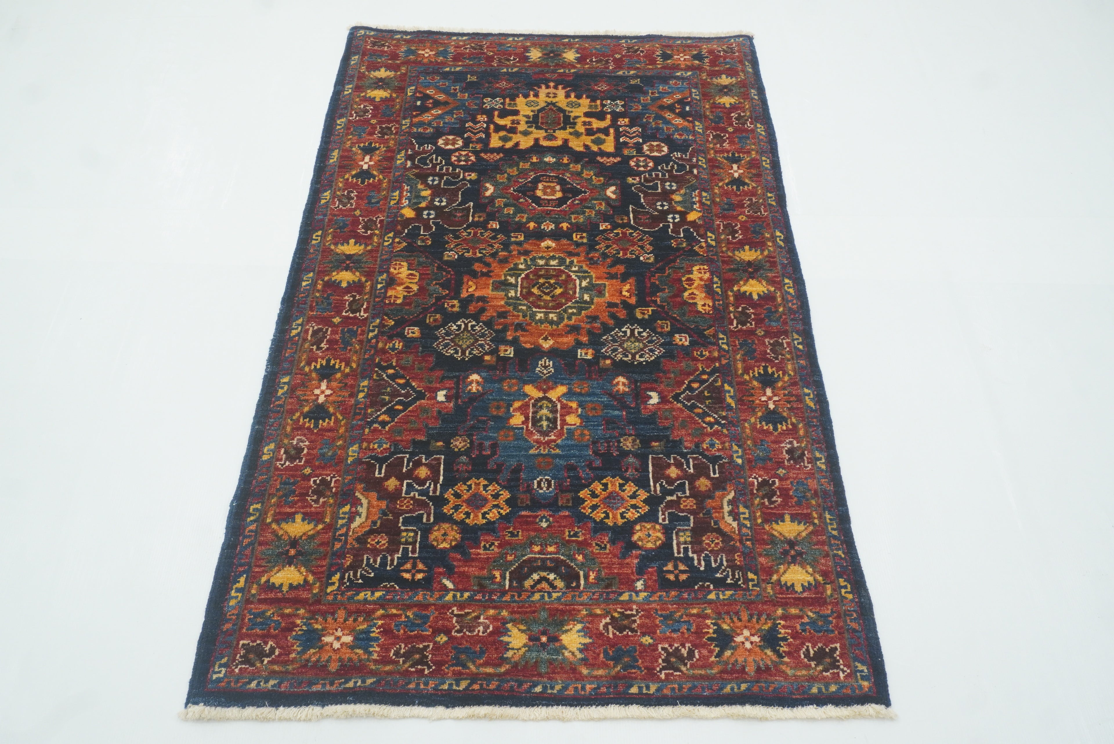 3x5 Navy Blue Baluch Afghan Hand knotted Oriental Rug - Yildiz Rugs